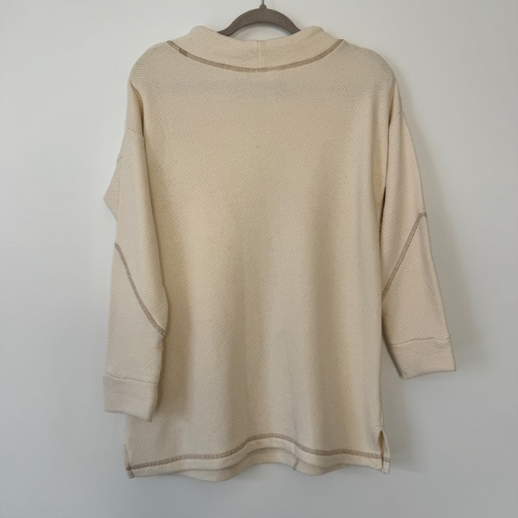 Soft Surroundings Danika Top Pullover Tunic Cream Tan Sweater Drawstring Sz P M - Picture 2 of 16